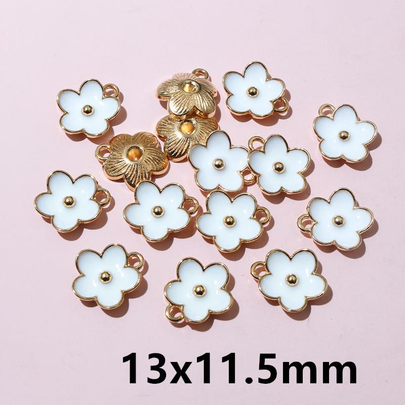 20pcs Enamel Flower Charms Pendant Alloy Metal DIY Jewelry Making Accessories Findings for Earrings Necklace Bracelet