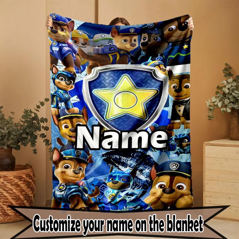 Custom Name Personalized PAW Patrol Print Blanket, Home Decor, Bedroom, Sofa, Camping, Couch, Gifts for Birthday Christmas