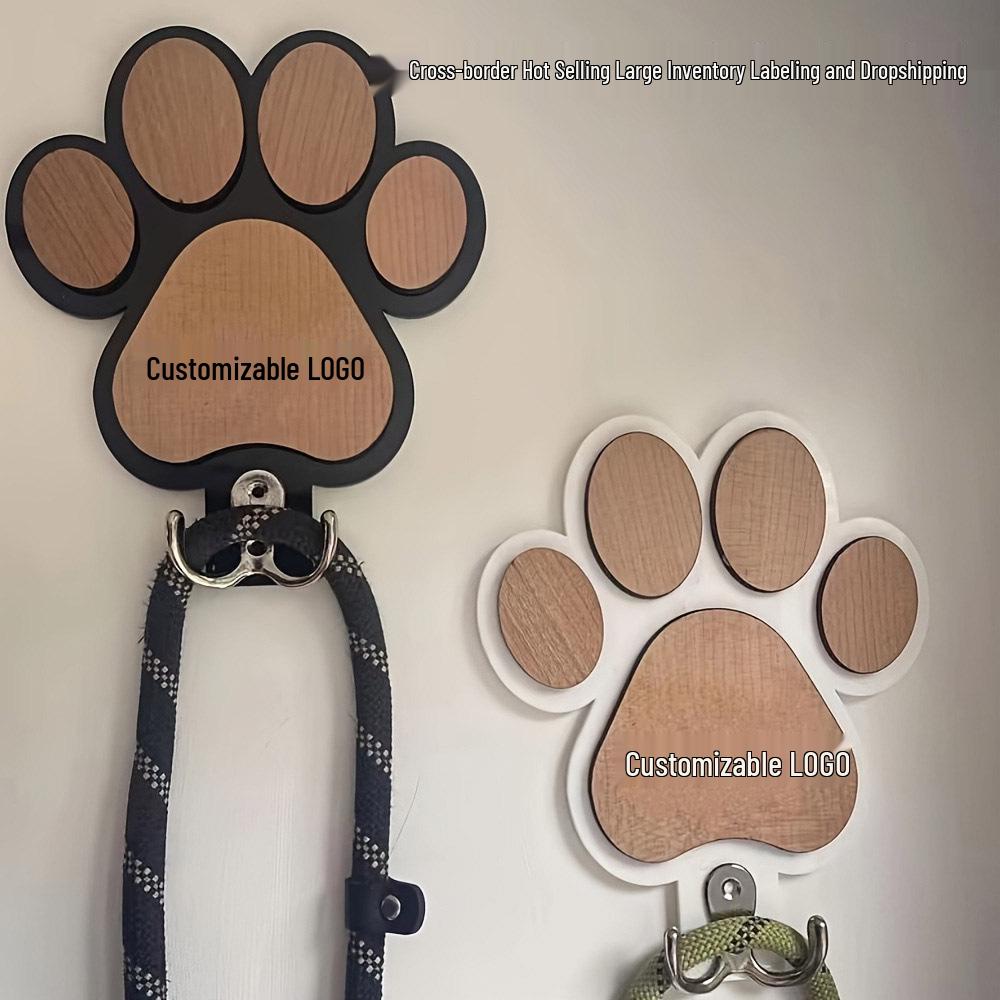 Pet Paw Wooden Crafts Wall Hook - Lanyard Hanger for Clothes