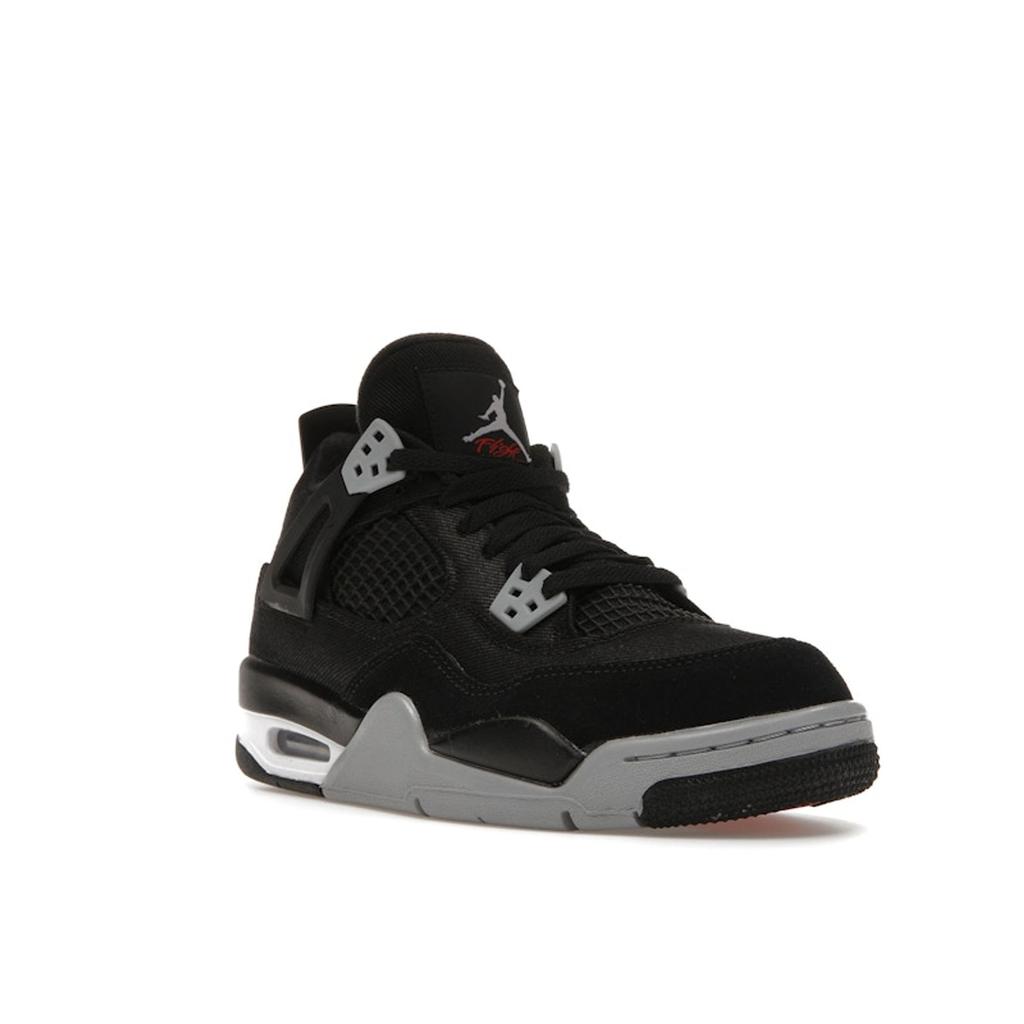 Pantofi de sport pentru copii Air Jordan 4 Retro SE GS Negru Canvas Alb-Roșu Foc-Oțel-Gri DV0553-006