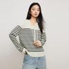Elva' Island Women's Striped Long-Sleeve Hooded Knit Sweater