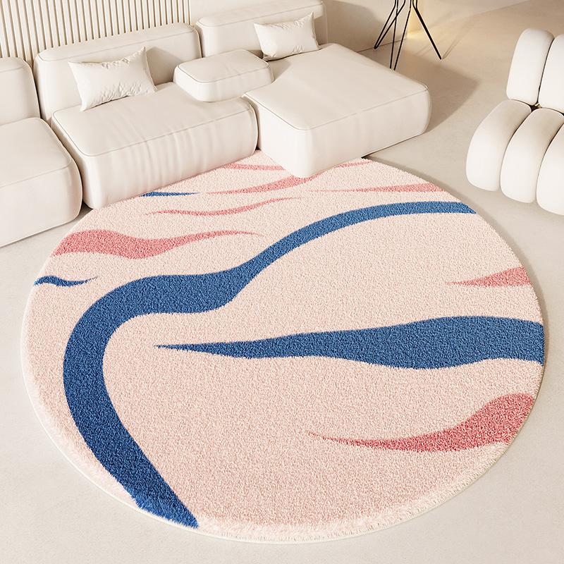 Ins Style Living Room Decoration Pink Thick Plush Bedside Floor Mat Carpet Cute Round Rugs for Bedroom Fluffy Soft Cloakroom Rug