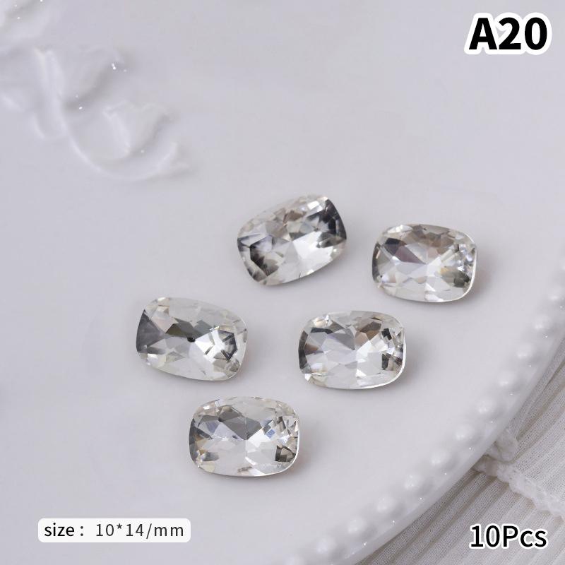 10 Stück Weiß Durch Nagel Punkt Diamant Accessoires Herzform Wassertropfen Steine Für DIY Nageldekoration