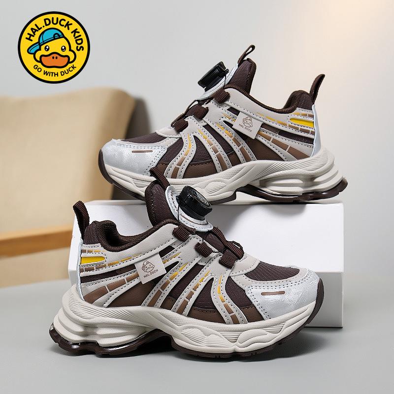 Little Yellow Duck Kinder Herbst/Winter Netz-Leder-Sneaker - Leichte Freizeit-Sportschuhe für Jungen und Mädchen