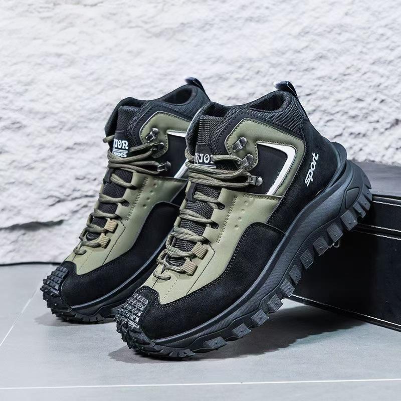 Fashion 2025 New Men's High Top Work Boots Spring Autumn Anti-Slip Wear-Resistant Hiking Shoes Outdoor Comfortable Trekking Boots Youth