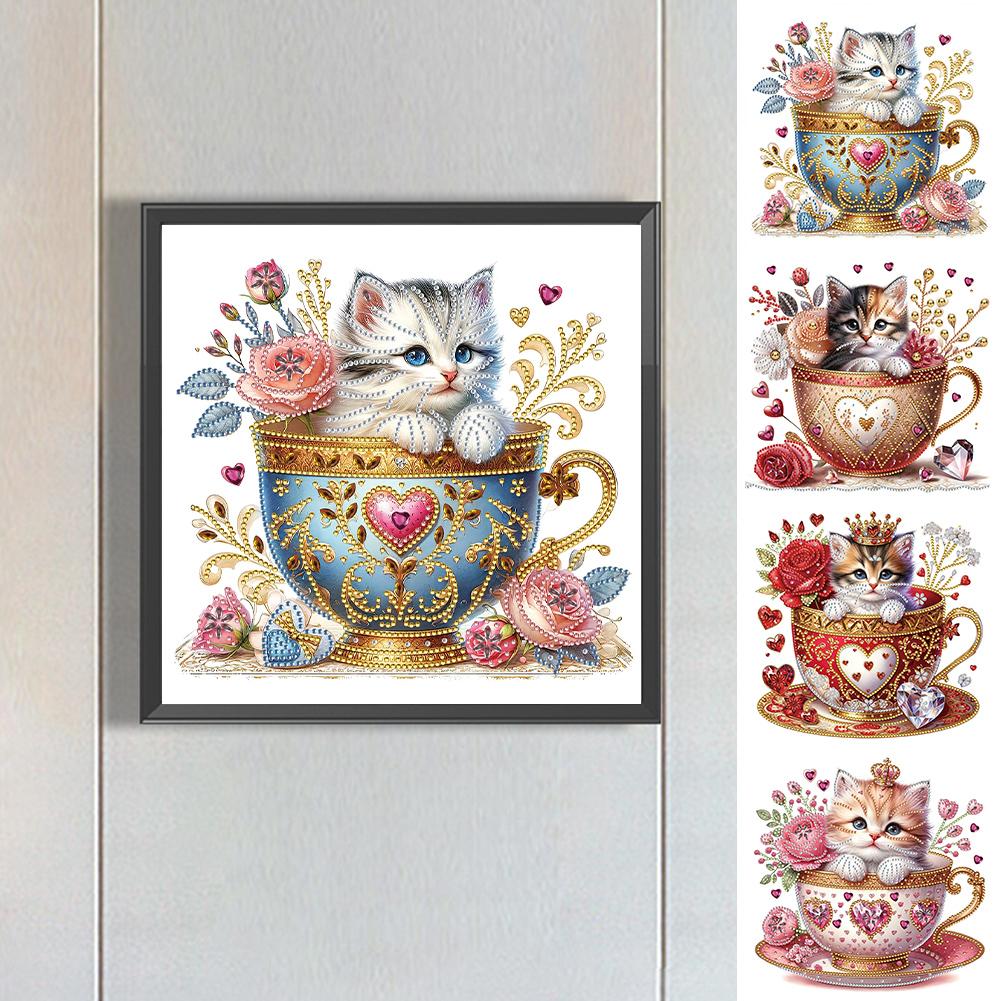 5D DIY Partial Special Shaped Drill Diamond Painting Kit Cup Cat Decoration