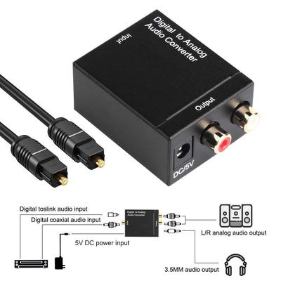 Digital To Analog Audio Converter Optical Coaxial In Headphone Speaker RCA Out