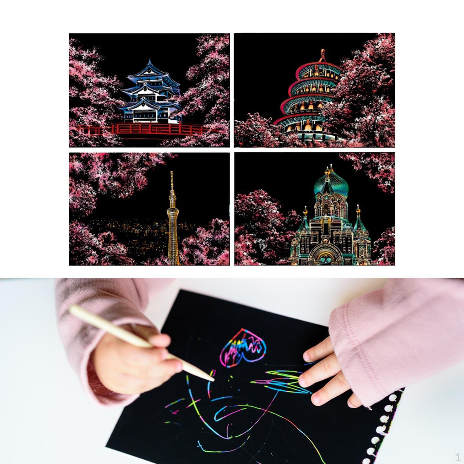 

Набір художнього паперу для малювання з 4 предметів. Блокнот для творчих малюнків із дерев’яною паличкою для малювання. Sakura