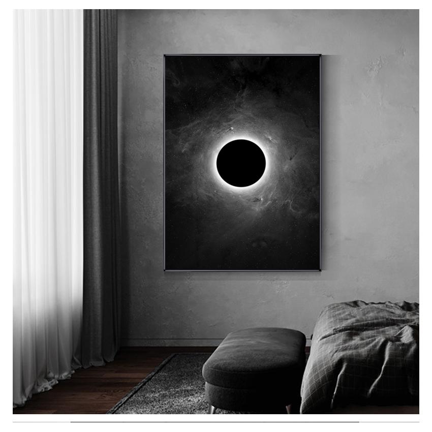 Ay Tuval Boyama Ev Sanat Asılı Boyama Duvar Resimleri için Oturma Odası Uzay Tarzı Çocuklar Siyah ve Beyaz Astronotlar ve