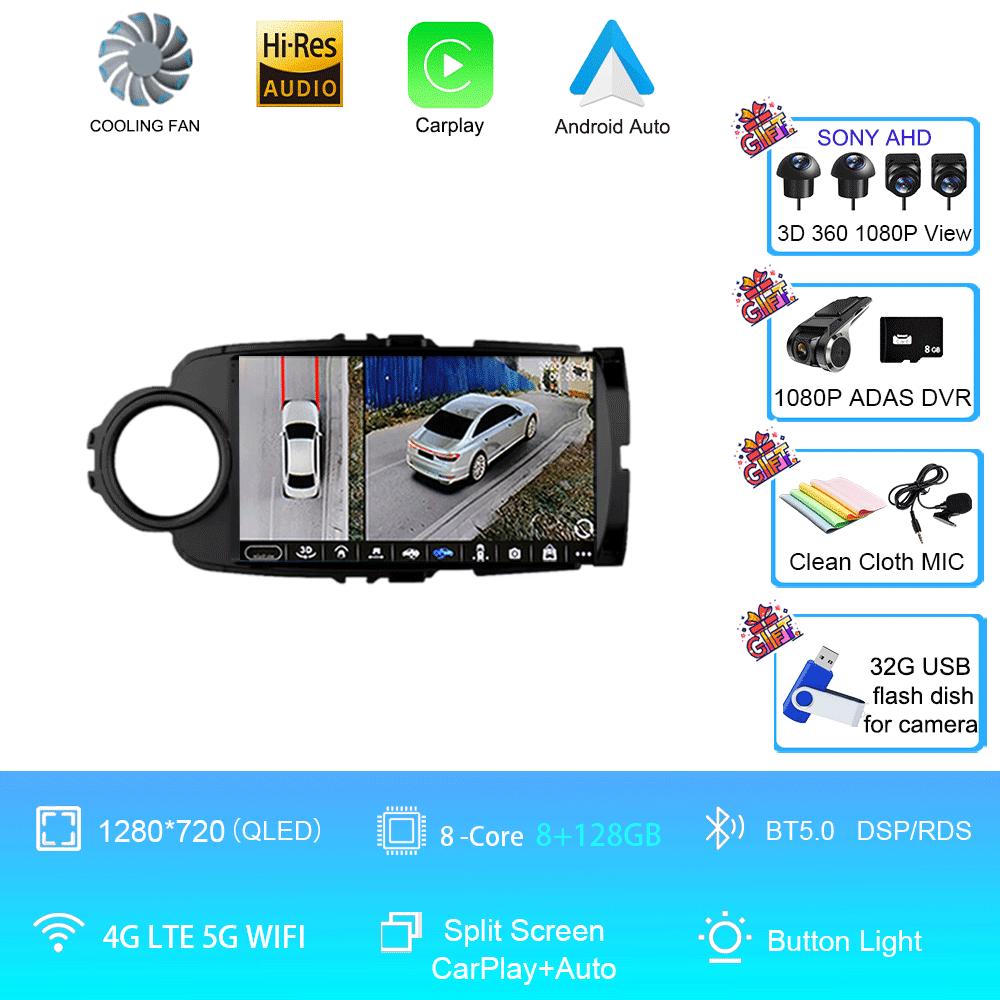 Car Radio Android 14 Autoradio For Toyota Yaris 2012 - 2017 GPS Navigation Multimedia Player Carplay Stereo 2 Din DVD WIFI+4G BT