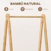 Folding Bamboo Clothes Rack with Fabric Basket with Lid for Hallway Entrance Bedroom 60x44.5x157.5 cm Grey