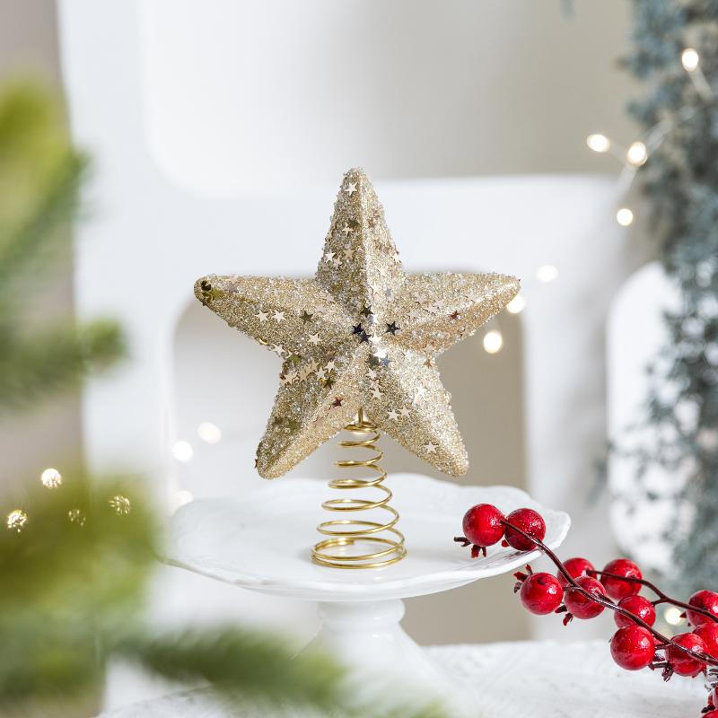 

1 шт. Блискучий верхівка на ялинку Зірка з алмазним пилом Декор Пінопластова різдвяна зірка Святкова верхівка на ялинку світло-жовтого кольору