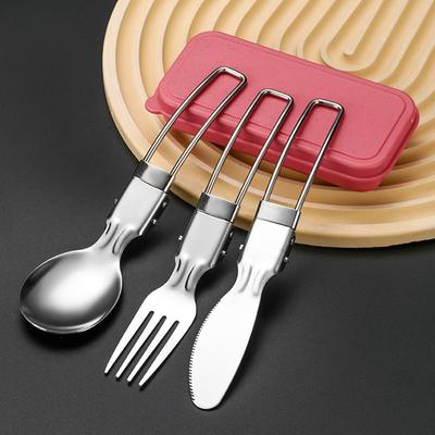 304 Stainless Steel Folding Tableware, Knife, Fork Set, Outdoor Picnic Camping Portable Cutlery Dinnerware Sets