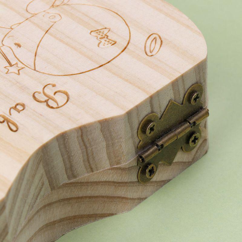 Baby Tooth Box Wooden Milk Teeth Organizer Storage Boys Girls Save Souvenir Case