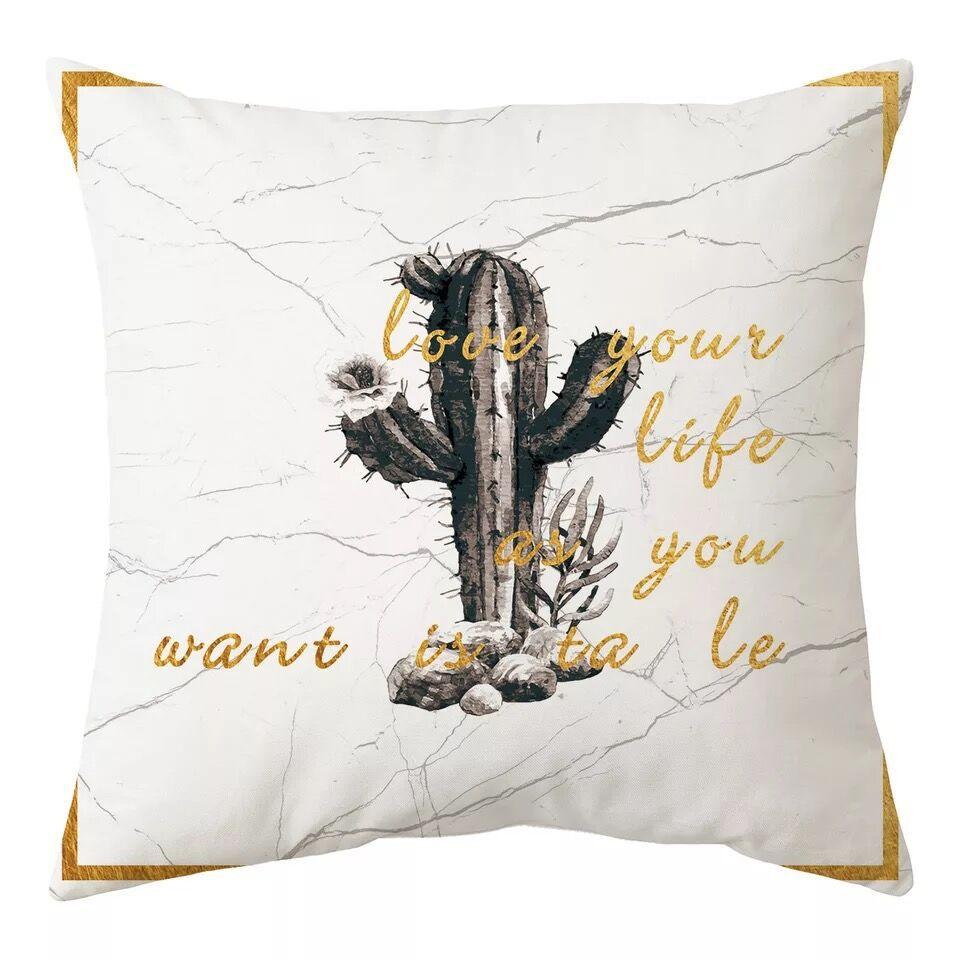 Nordic Black and White Simple Style Geometric Abstract Pillow Case Peach Leather Fleece Home Sofa Pillow Quilt Cushion