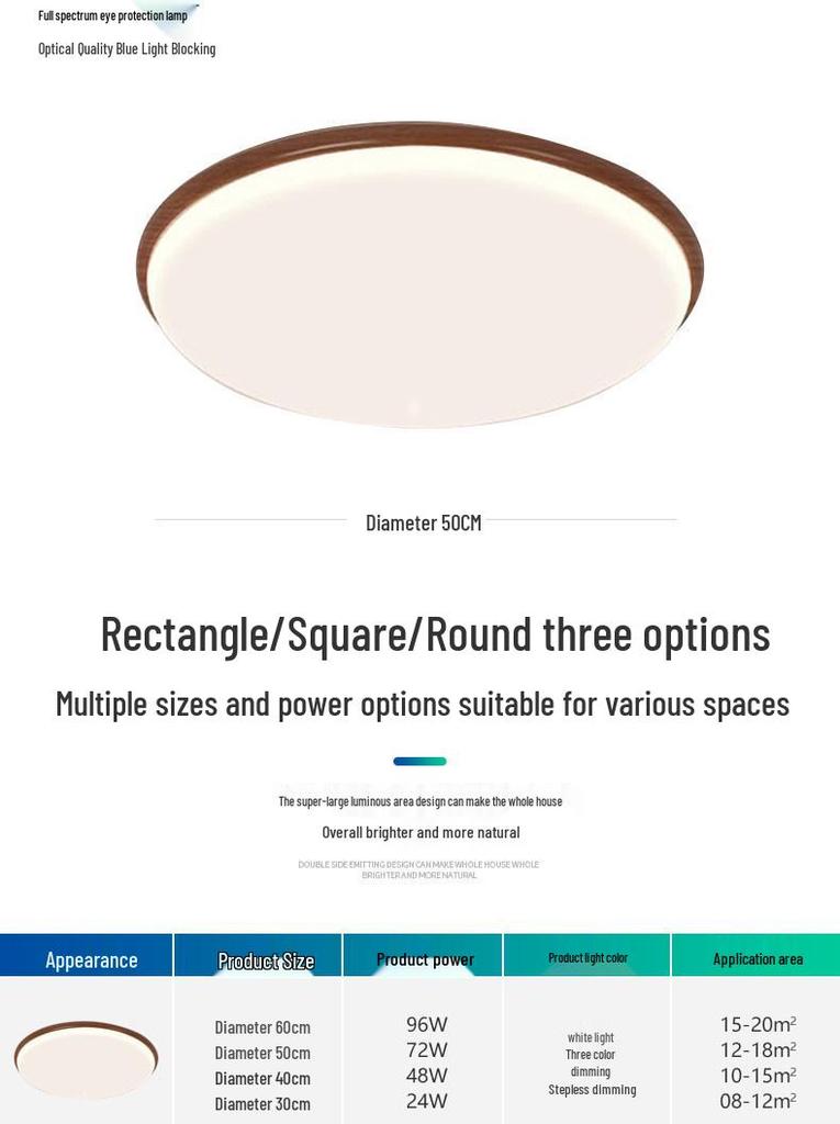 Original Wood LED Ceiling Light for Living, Study, Dining Rooms & Bedroom