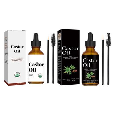 Kit de Sérum de Óleo de Rícino para Cílios e Sobrancelhas, Fórmula Fortalecedora para Cabelo com Pincel Nutritivo e Aplicador – Unissex Homens e Mulheres