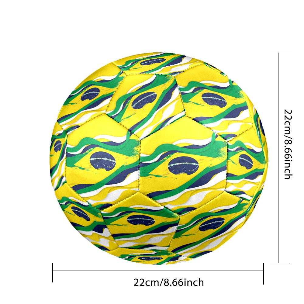 Bandera de Brasil Arte Balón de Fútbol Tamaño 5 Fútbol Cosido a Máquina Interior/Exterior Entrenamiento y Partidos para Accesorios de Fútbol