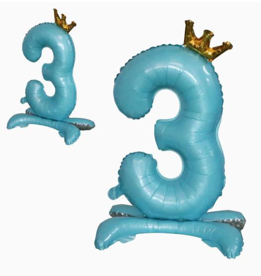 Blue Standing Number Foil for Birthday Party Decoration, Large Aluminum Mylar