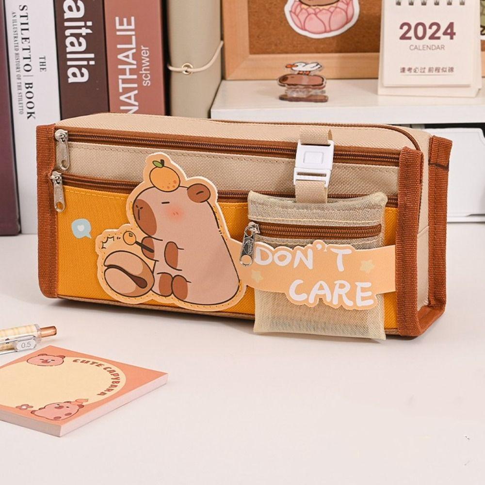 Canvas Capybara Pencil Bag Cute Storage Pouch Storage Bag Stationery Bag  Gift