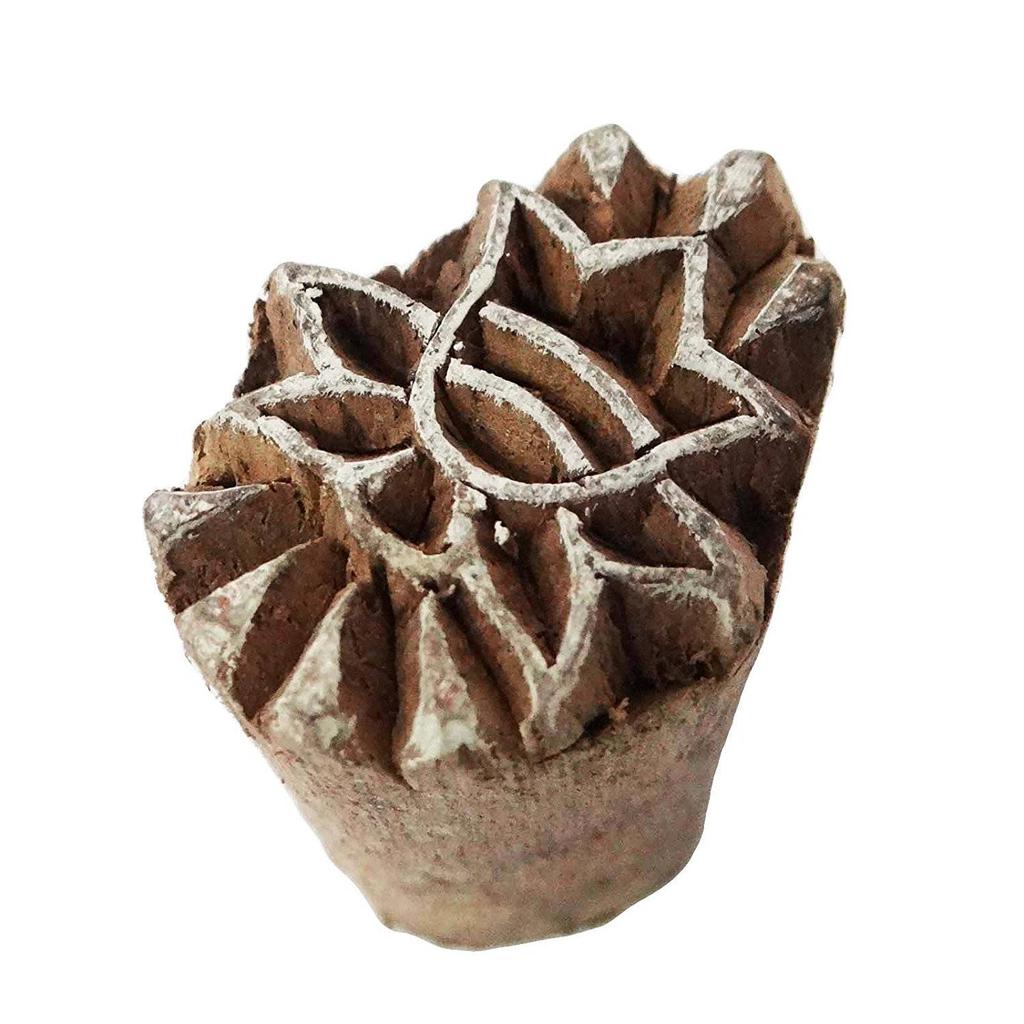 Textile Stamp Brown Floral Printing Block Hand Carved Wooden Lots Of 14
