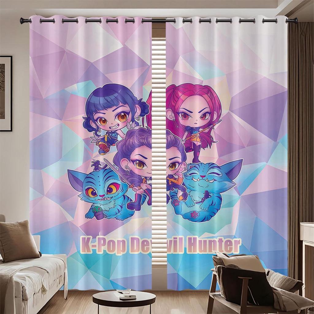 Dämonenjäger 3D Digitaldruck Verdunkelungsvorhänge - Benutzerdefiniertes Foto, Dick, Hochpräziser Sonnenschutz, Sonnenschutz, Grenzüberschreitend