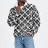 Men's Stand Collar Flannel Sweatshirt with Christmas Print