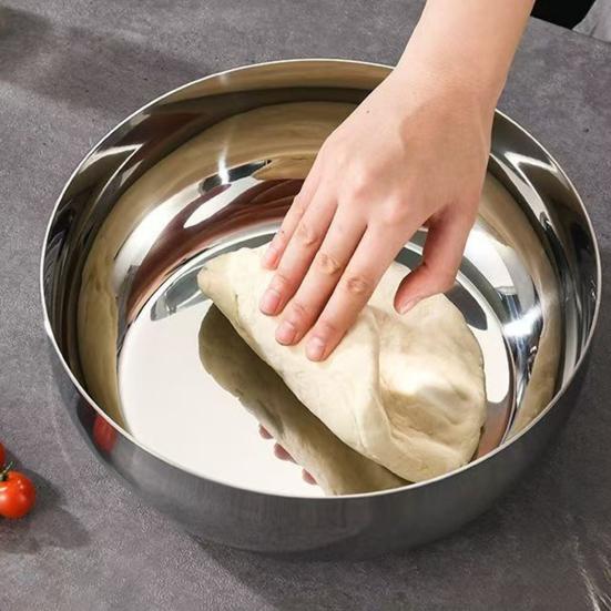 Stainless Steel Mixing Bowl Thickened Dough Kneading Basin 32cm Multi-Purpose Basin for Stirring Salads Beating Eggs Cleaning Vegetables KTY