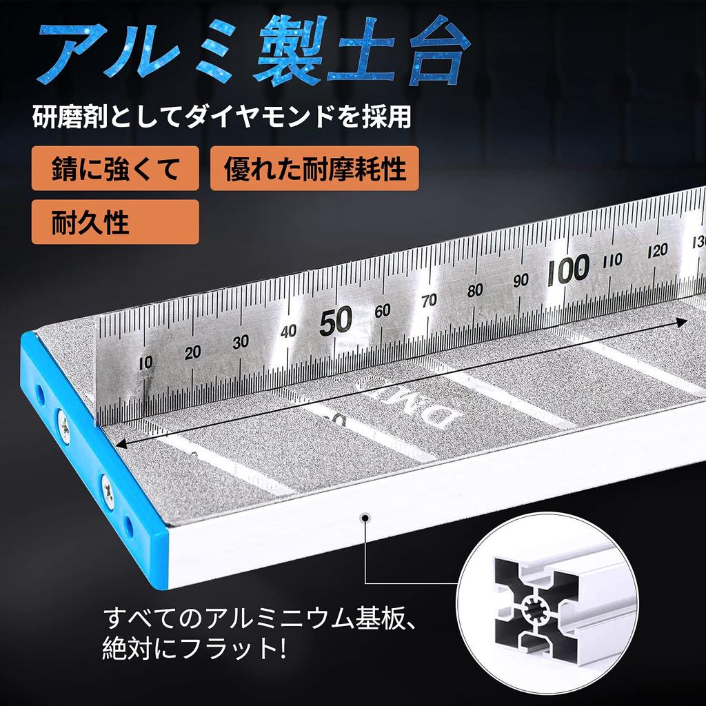 GOKEI Sharpening Stone Flattening Stone, Grit #180/#120, Aluminum Base, Diamond Sharpening Stone, Ceramic Sharpening Stone for Knife Sharpening and Co