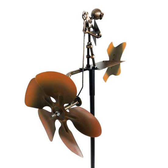 Moară de vânt metalică cu acționare manuală, chitarist, figurină Steampunk, decor de artă pentru curte, grădină și terasă