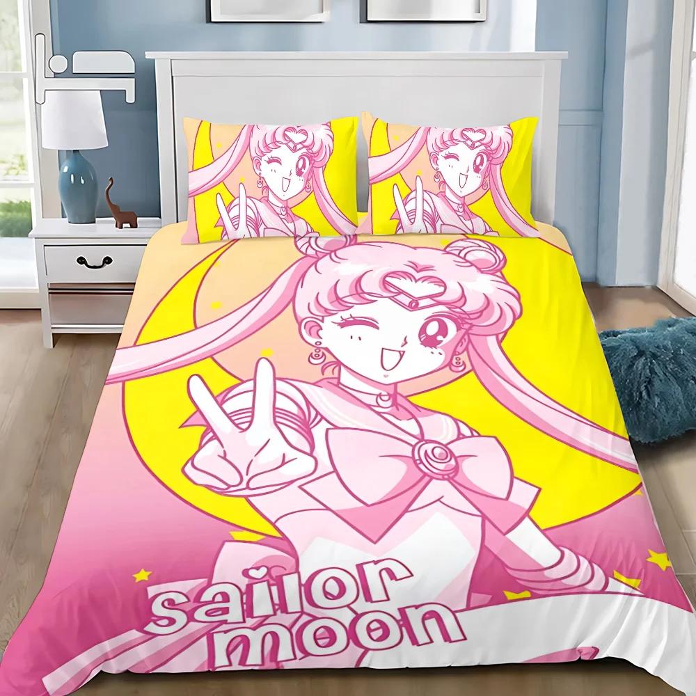

S-Sailor M-MoonS Взрослый Мальчик Девочка Декор Спальни Односпальный Двуспальный Большой Размер Пододеяльник Наволочка Комплект Постельного Белья Японское Аниме Милый (140x210cm)