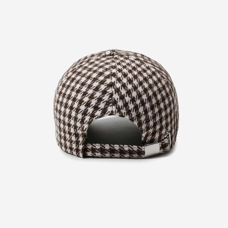 Unisex Plaid Wool Blend Baseball Cap Winter Warm Outdoor Sun Shade Hat