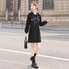 Sibaishe Women's Hooded Color Block Print Sweatshirt Dress