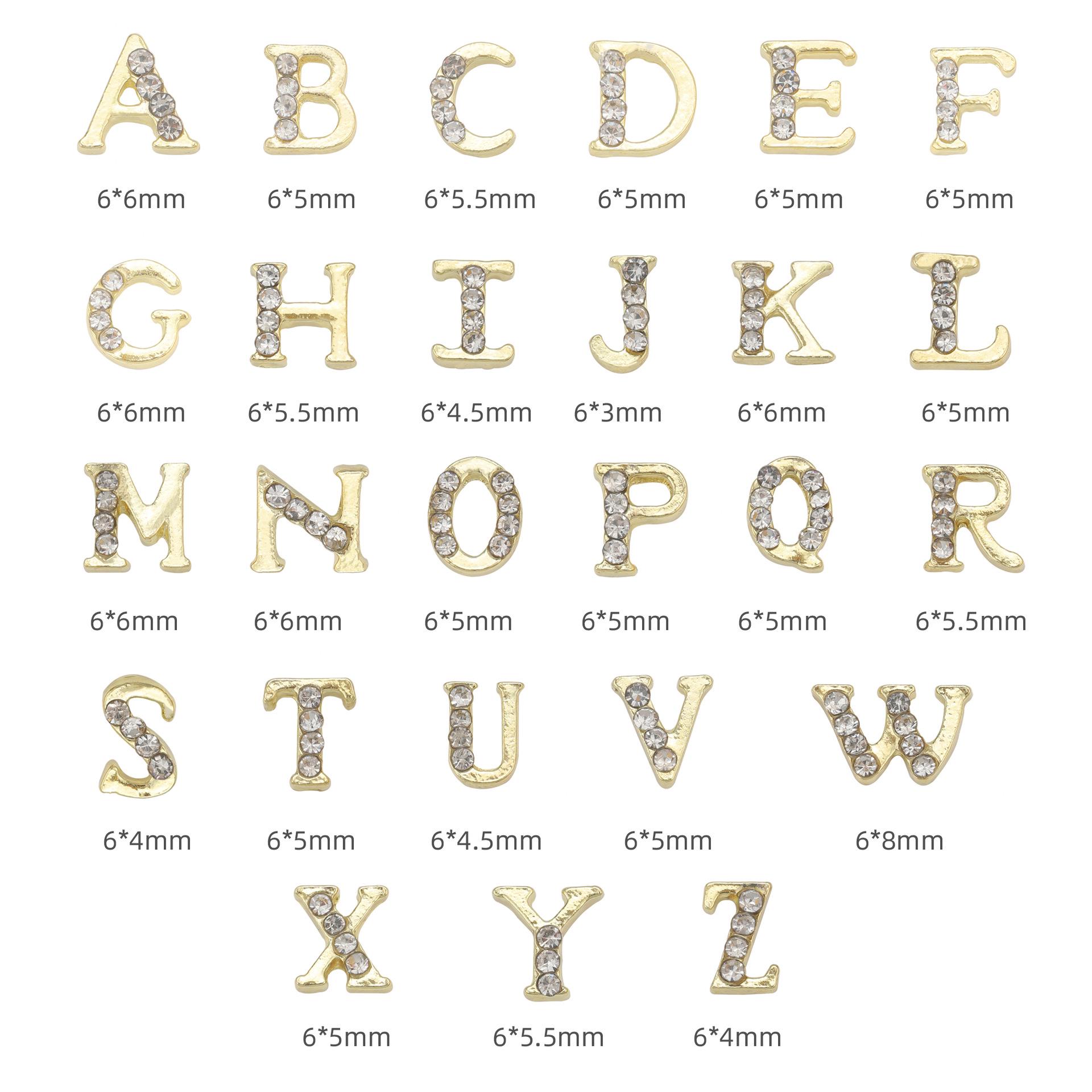 26-Letter Alloy Rhinestone Nail Art Stickers