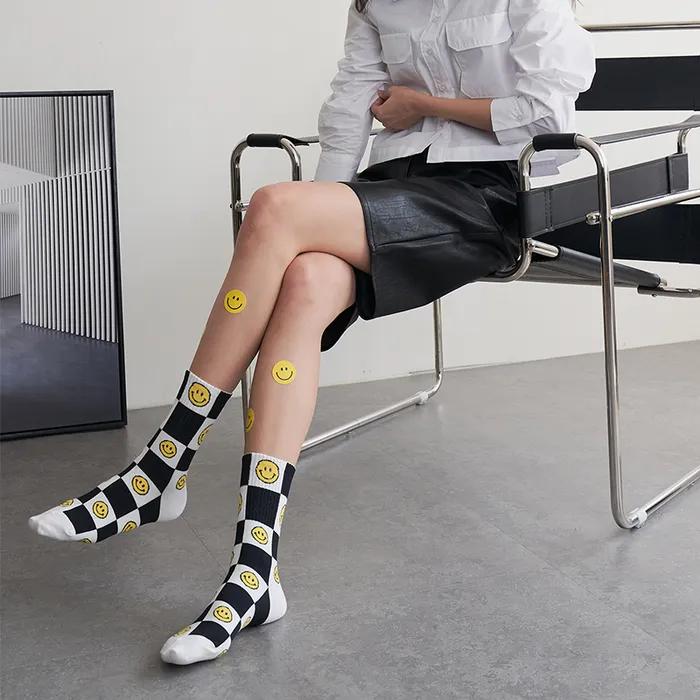 GGRN Women's Fashion Socks_W-L-268 Smile Checkerboard