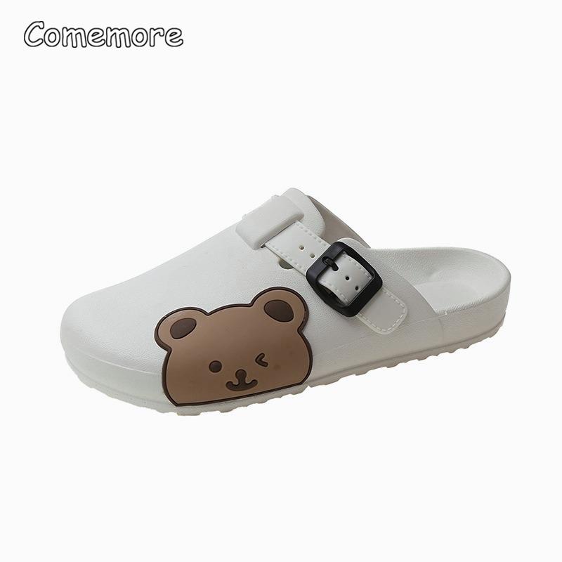 Pantoufles Ours Célébrer Sandales d'Été pour Femmes Plateforme Mules Décontractées Antidérapantes pour la Maison Chaussons Plats pour Dames Confortables 41