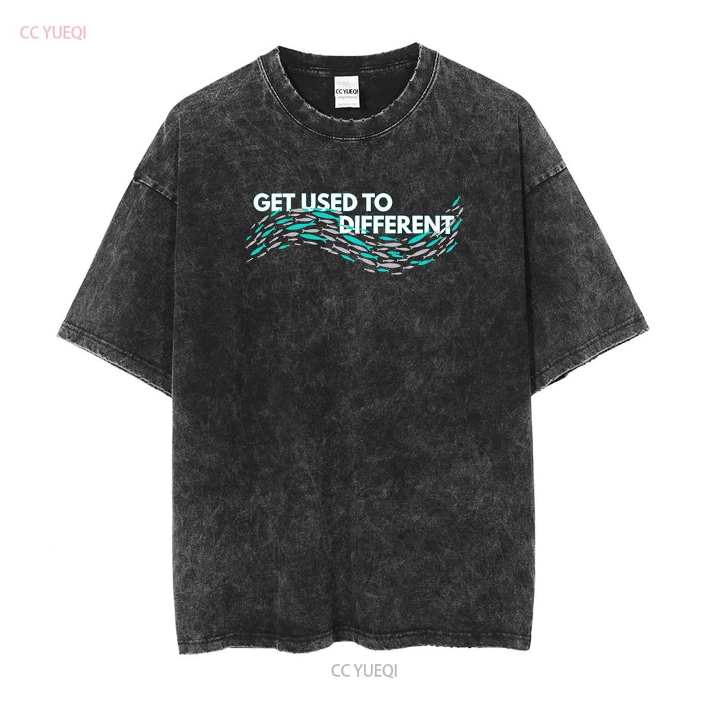 Gewöhne dich an verschiedene x GEWÄHLTE Fische gegen die Strömung T-Shirt lange oder kurze Ärmel vintage gewaschenes Oberteil für den täglichen Gebrauch
