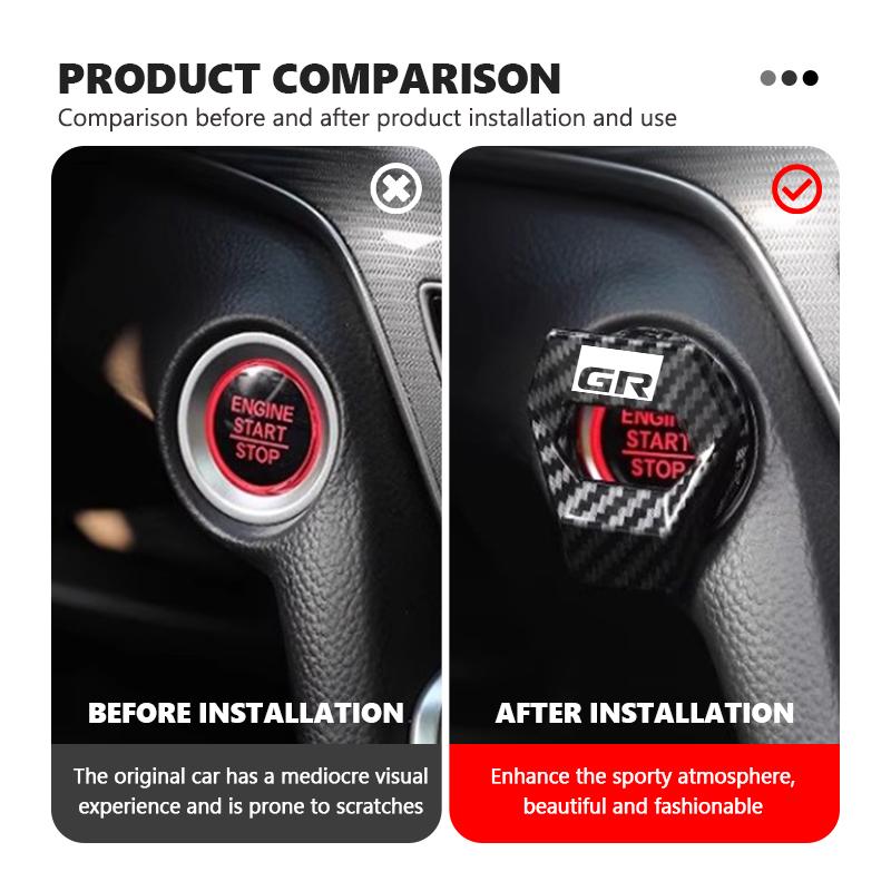 For Toyota Car One Click Engine Start Stop Switch Button Protective Cover Ignition Device Cover GR Sport Yaris Chr Auris Rav4