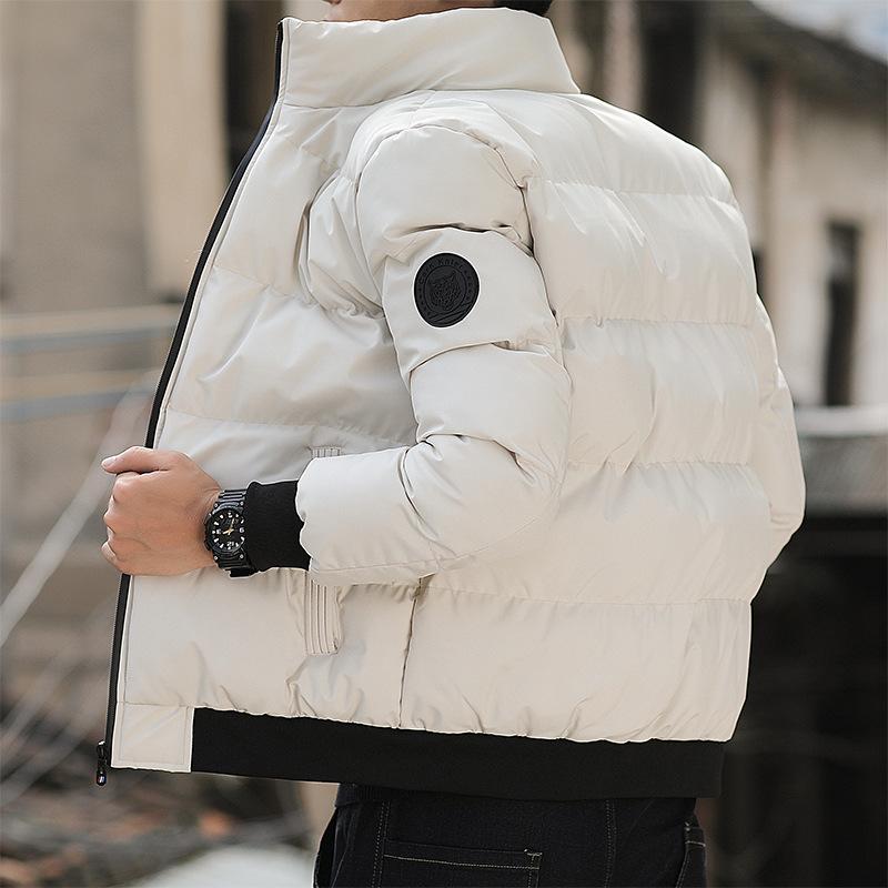 Winter Velvet Cotton-padded Clothes, New Men's Stand-up Neck Cotton-padded Clothes, Youth Flow Thickened Cotton-padded Jackets, Short Styles.