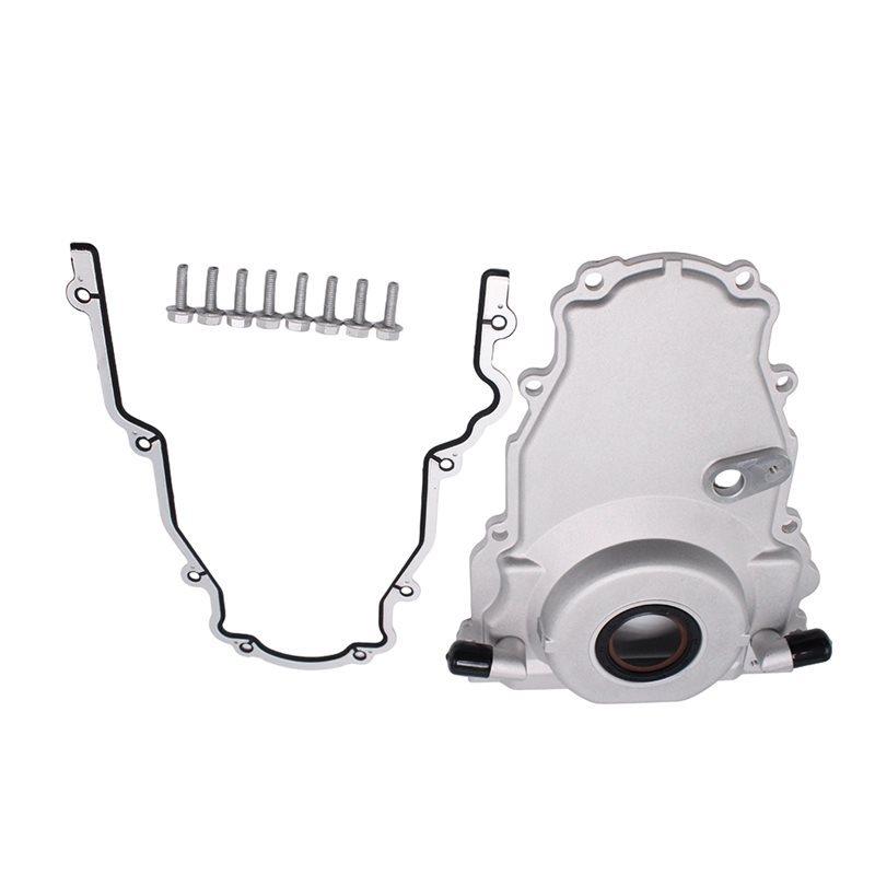 For LS Gen 4 551595 Front Engine Timing Chain Cover Oil Drain Fitting 10AN Twin Turbo W/Gasket Bolt Kit