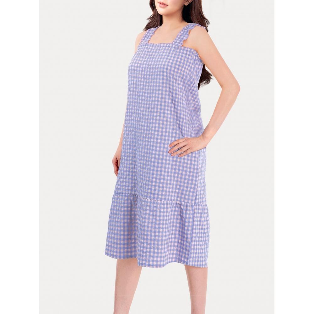 

Daiso Shoulder Banding Check Dress Purple