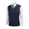 Pánská vesta svetr s výstřihem do V bez rukávů Slim Fit Colorblock Pletený svetr Slim Fit Střední délka Zahuštěný svetr preppy a business stylu