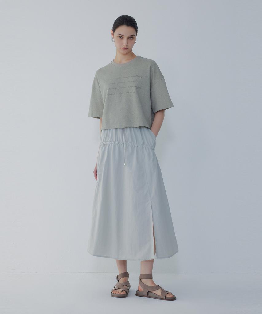 Bobeu String Banding Tiered Skirt_Light Gray 7156235003