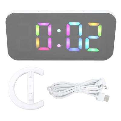 LED RGB Digitalwecker 6,5 Zoll Smart Spiegelwecker Dynamische Farben Nachttisch LED Digitaluhr für Zuhause Studentenwohnheim