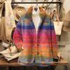 Womens Stand-Up Collar Fleece Sweatshirt With 3D Digital Floral Print Casual Long Sleeve Top Fall 2025