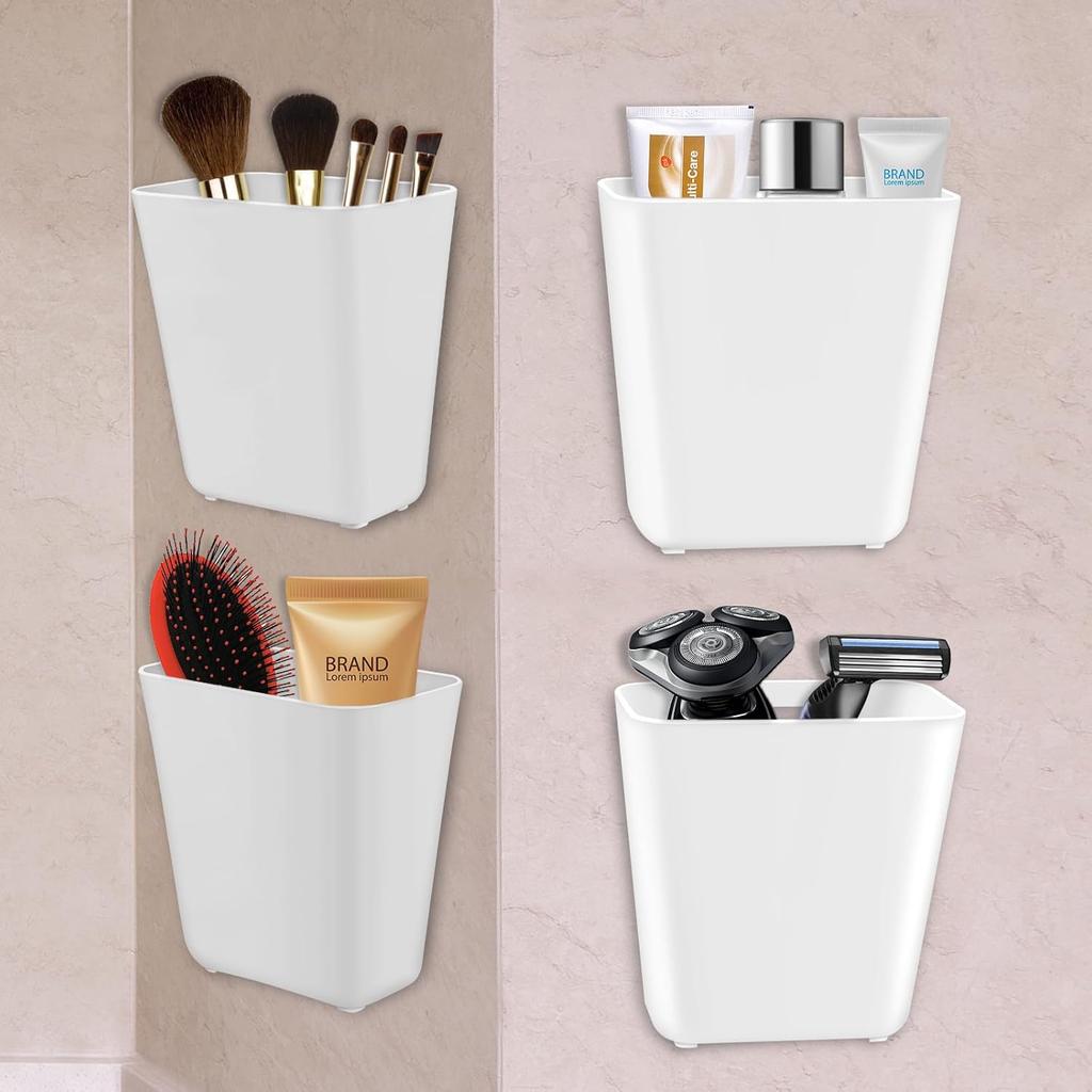 4 Pack Self-Adhesive Wall Mounted Storage Boxes, Kitchen Cabinet Door Storage Box Organiser, for Cupboard, Bathroom, Fridge Organiser Storage Box