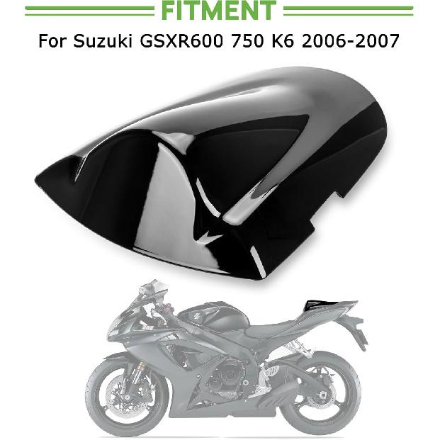 Motorcycle Rear Passenger Seat Fairing Cover Cowl Tail Section Motorcycle Fairing for GSXR600 750 K6 2006-2007, Black