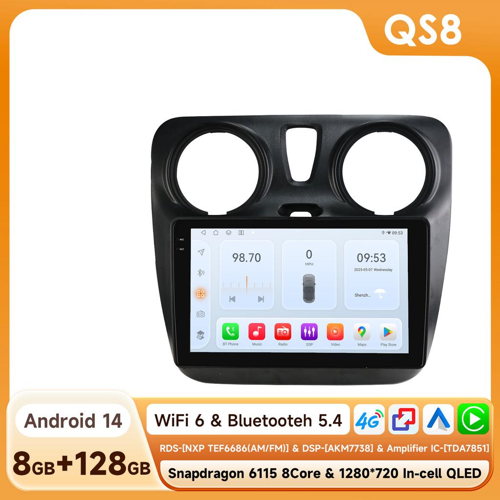 OSSURET Head Unit Navigation GPS Android for Renault Dokker/Lodgy Dacia 2012-2021 Snapdragon AI Car Radio Multimedia Player Android Auto Carplay