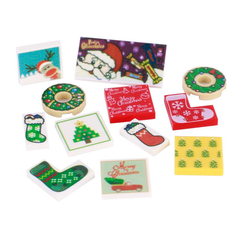 

MOC Christmas Gift Box Building Blocks Set Winter Snowman Scene Santa Claus Socks Figures Accessories Bricks Toys Birthday Xmas