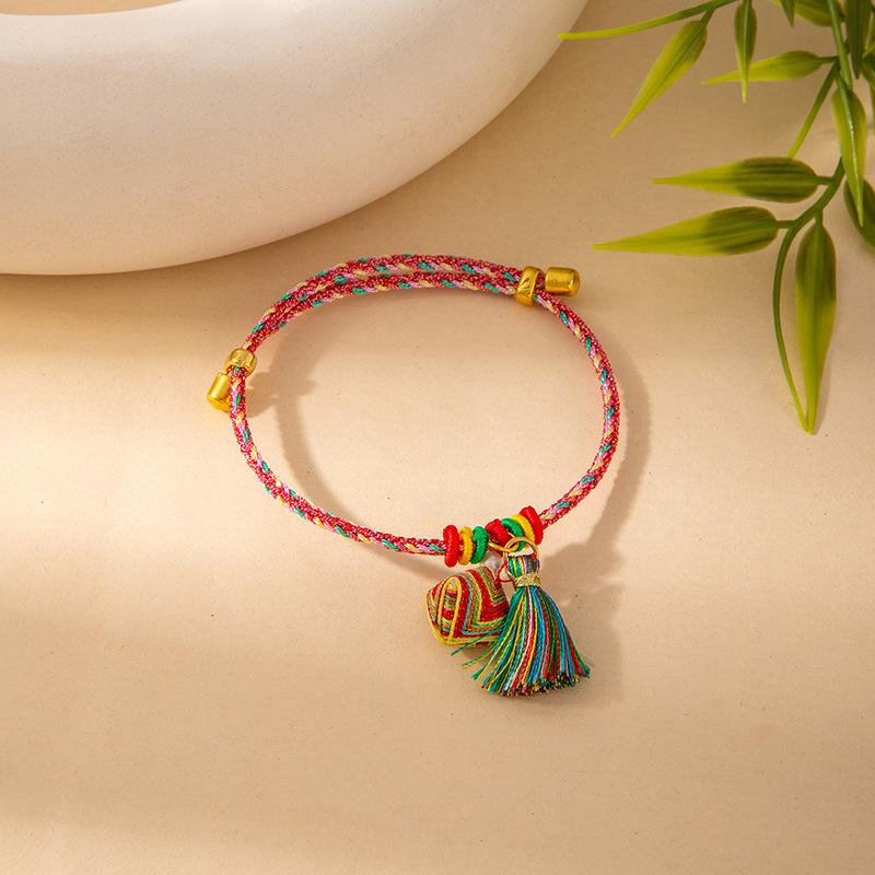 Colorful Woven Tassel Charm Bracelet Handmade Adjustable Braided Jewelry for Couples Friends Gift